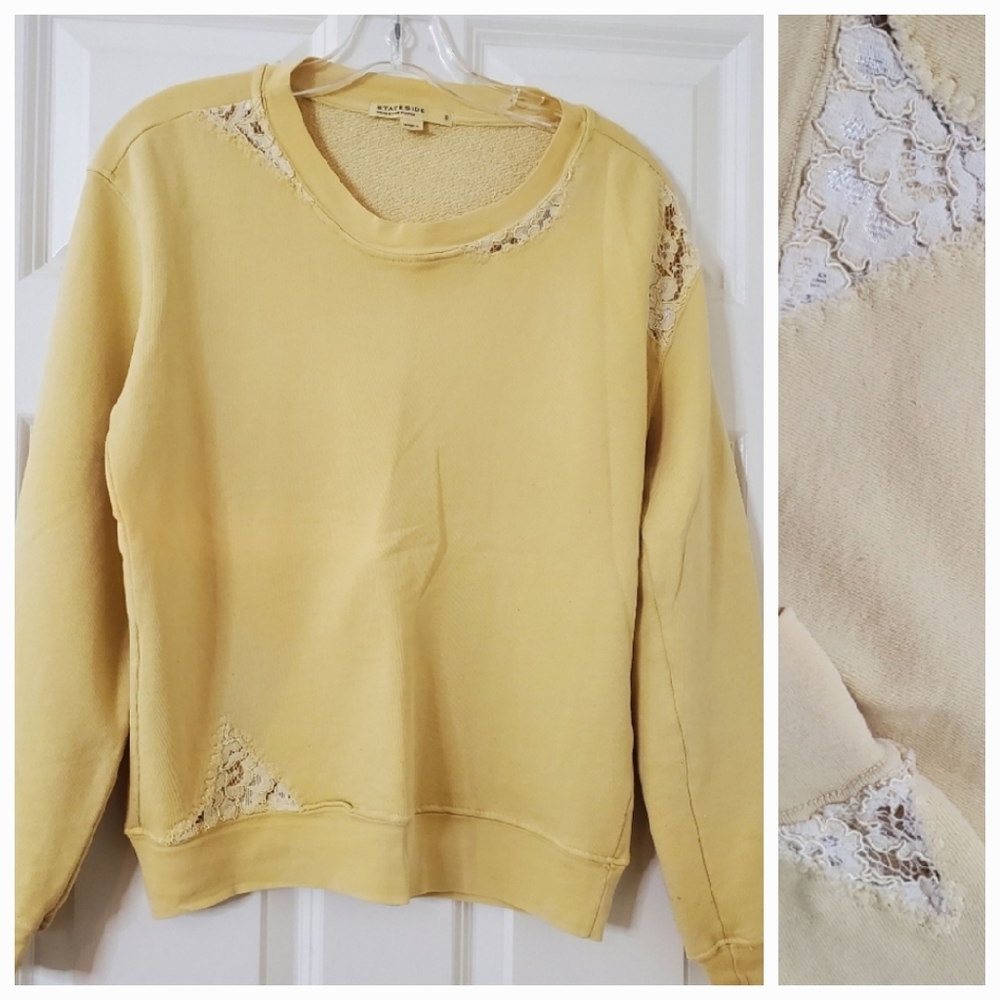 Stateside Crewneck Sweatshirt with Lace Detail Size S